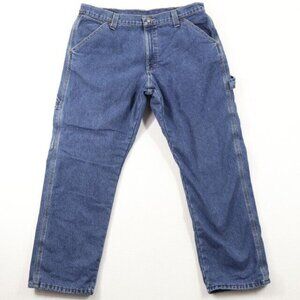 Wrangler Jeans Mens 36x30 (Fits 38x30) Blue Straight Leg Lined Hammer Hoop